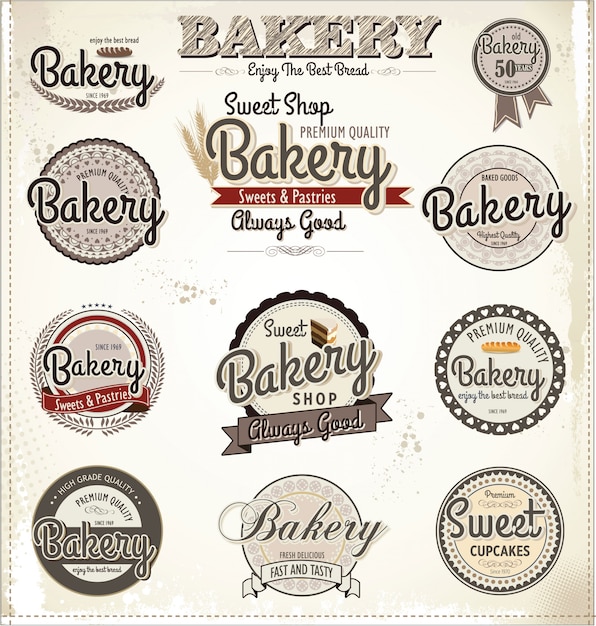 Bakkerij retro poster Premium Vector