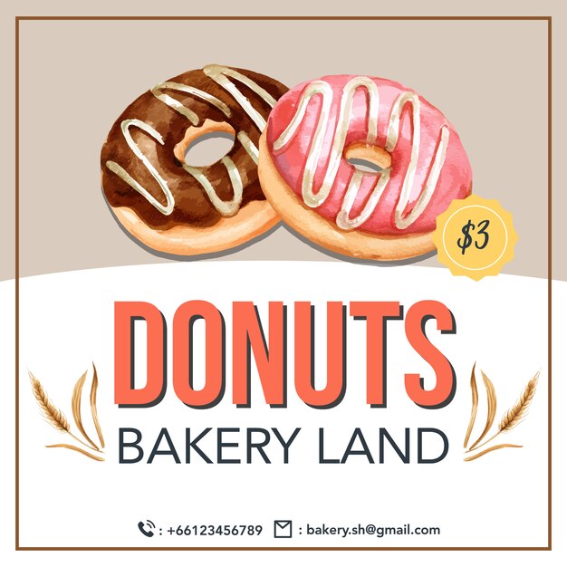 Bakkerij social media-sjabloon. brood en broodjescollectie. eigengemaakt Gratis Vector