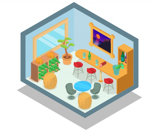 Bar concept scène Premium Vector