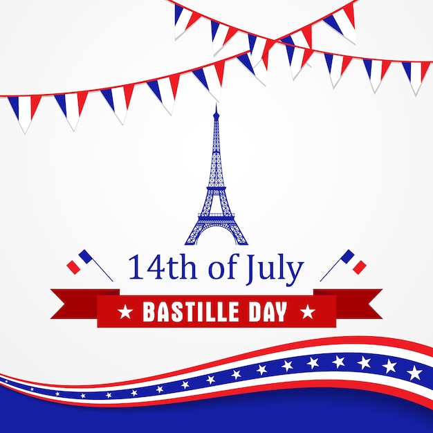 Bastille dag 14 juli, vive la france, frankrijk vieren | Premium Vector