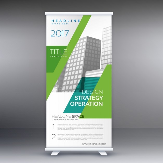 Bedrijfspresentatie banner in roll up stijl Gratis Vector
