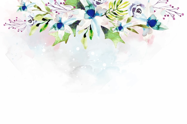 Behangontwerp met waterverfbloemen Gratis Vector