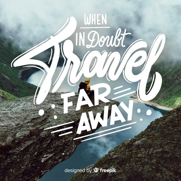 Belettering citaat met afbeelding Gratis Vector