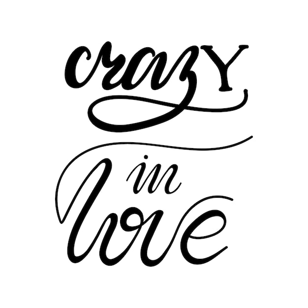 Belettering crazy in love. vector illustratie. Premium Vector