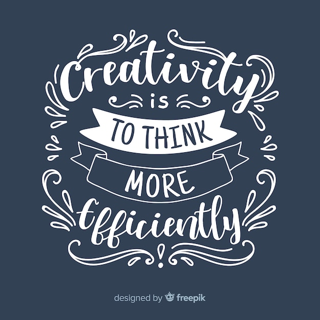 Belettering ontwerp met creativiteit citaat Premium Vector