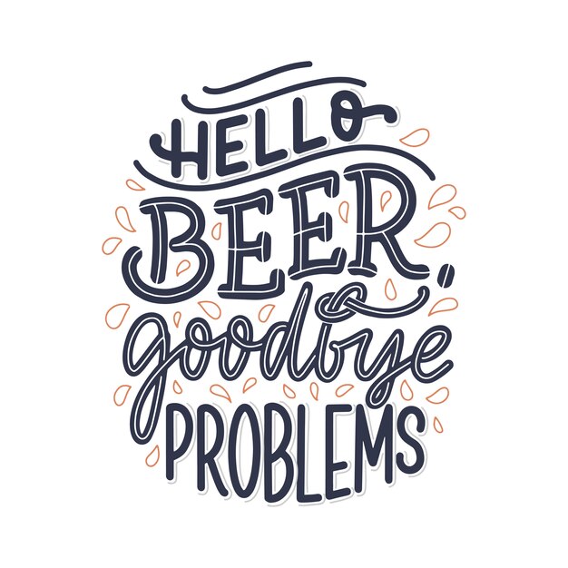 Belettering poster met citaat over bier in vintage stijl