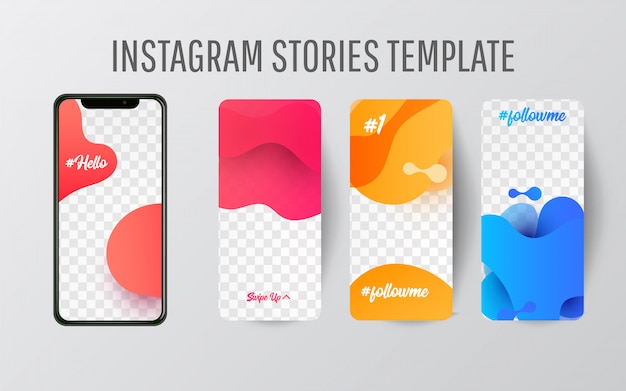 Bewerkbare instagram verhaalsjabloon collectie met verloop spatten Premium Vector