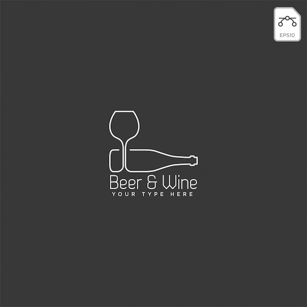 Bierglas en fles creatief logo sjabloon, pictogram element Premium Vector
