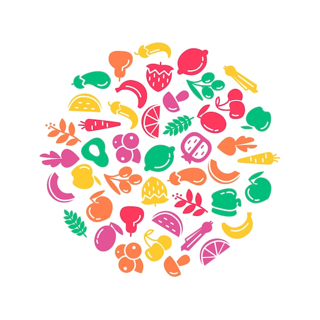 Biologische wereldgezondheidsdag. fruit en groenten achtergrond illustratie Gratis Vector