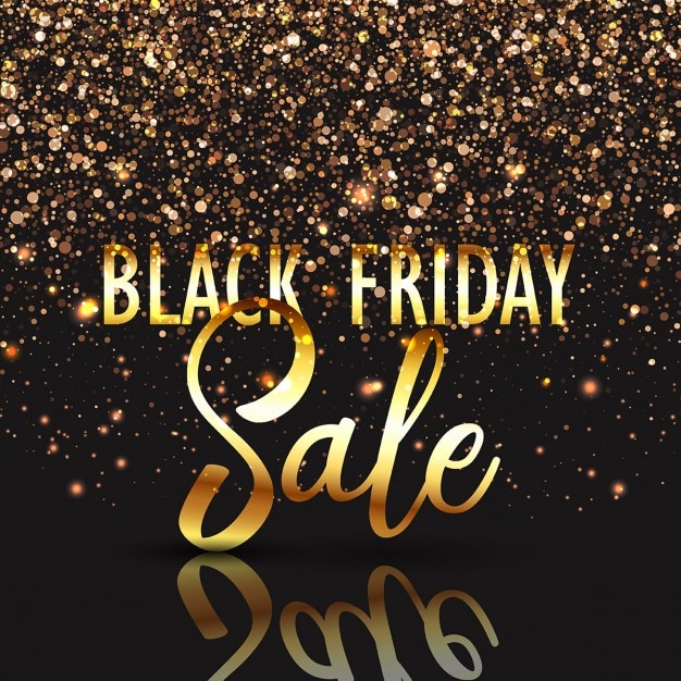 Black Friday Verkoop Achtergrond Met Gouden Confetti | Gratis Vector