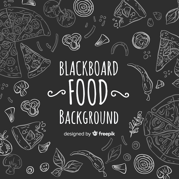 Blackboard voedsel achtergrond Gratis Vector