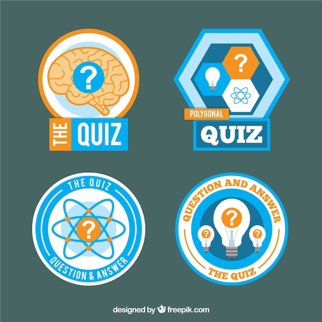 Download Blauw en oranje quiz labels Vector | Gratis Download