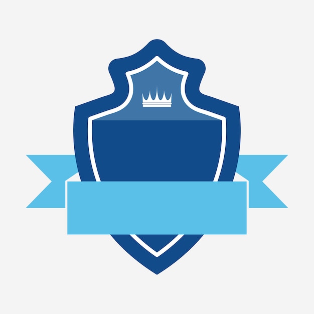Blauw kenteken dat met een banner wordt verfraaid Gratis Vector