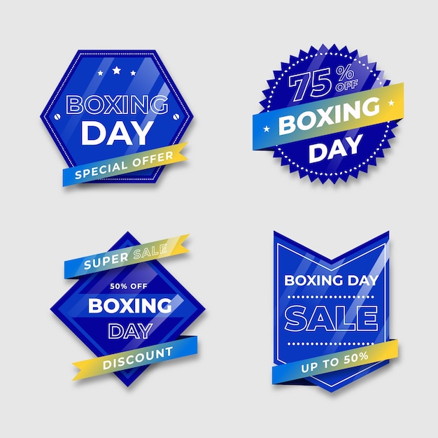 Blauw kenteken met gradiëntlinttonen van tweede kerstdag Gratis Vector