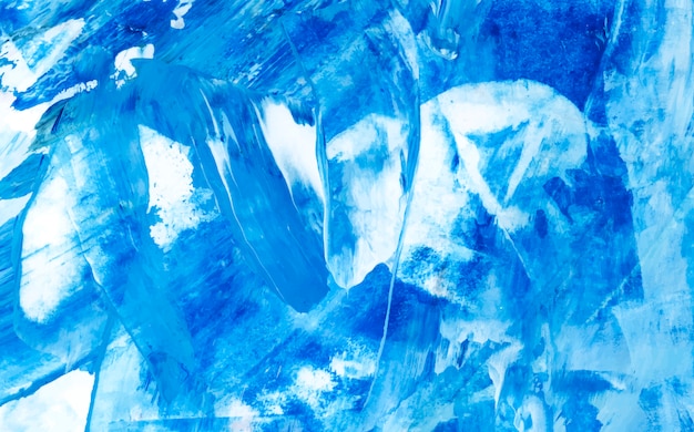 Blauwe en witte abstracte acryl penseelstreek gestructureerde achtergrond Gratis Vector