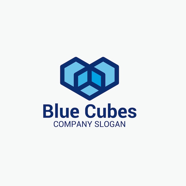 Blauwe kubussen logo Premium Vector