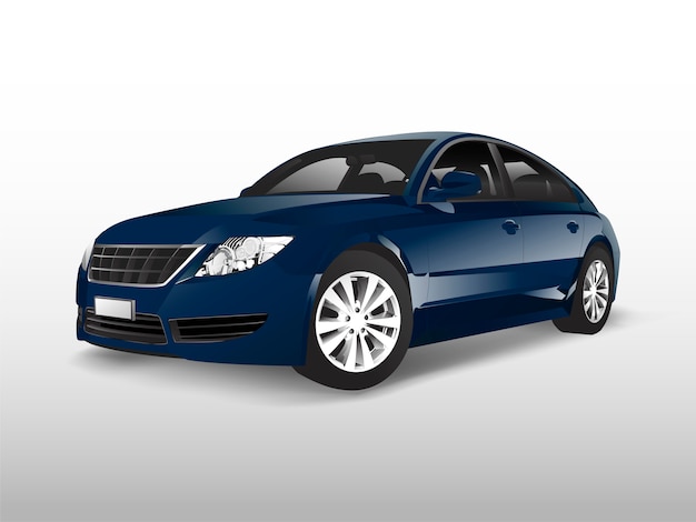 Blauwe sedanauto die op witte vector wordt geïsoleerd Gratis Vector