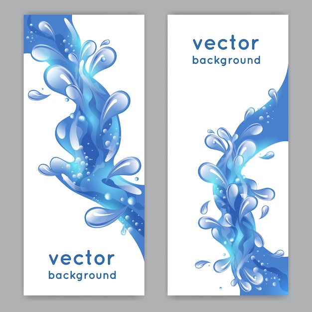 Blauwe van de de plons verticale banner van het zeewaterplons geïsoleerde vectorillustratie Gratis Vector