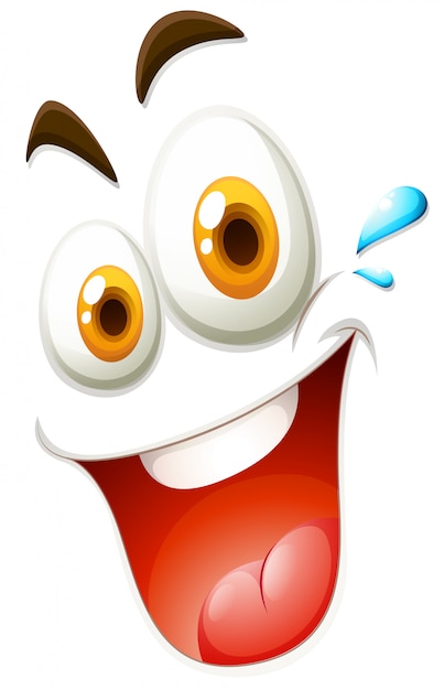 Blije gezichtsuitdrukking met tranen Gratis Vector