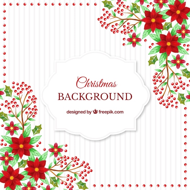 Bloemen christmas achtergrond | Gratis Vector