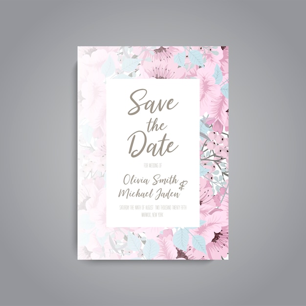 Bloemen elegante huwelijksuitnodiging uitnodigekaart Gratis Vector