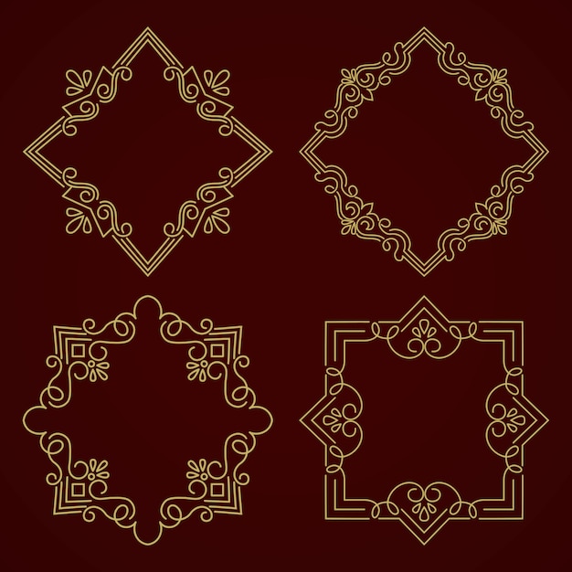 Bloemen en geometrische monogram frame op donker grijze achtergrond Gratis Vector