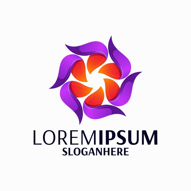 Bloemen logo-ontwerp kleurrijk Premium Vector