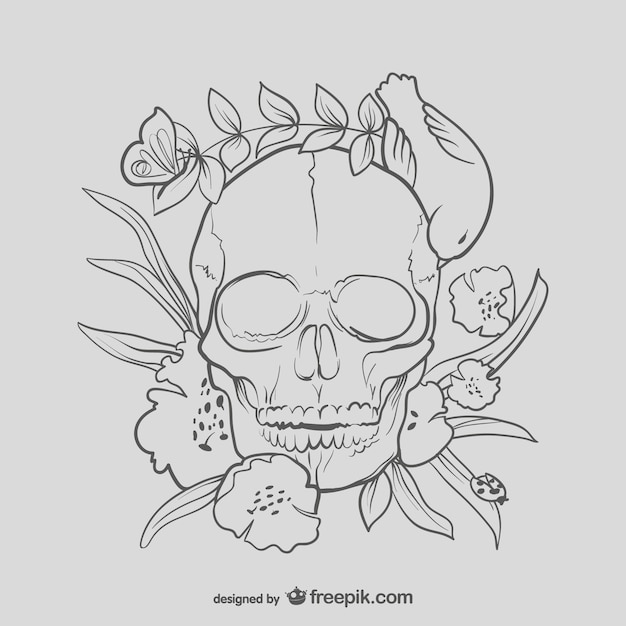 Wonderbaar Bloemen schedel tekening | Gratis Vector EH-61