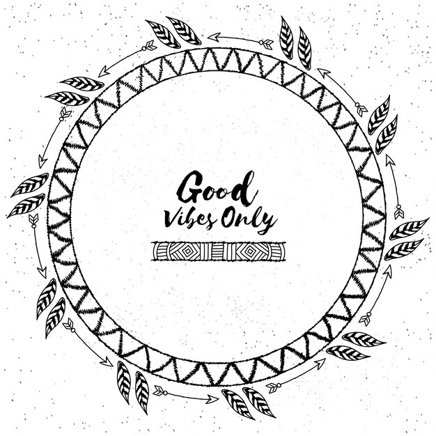 Boho-stijl frames met etnische hand getrokken elementen Premium Vector
