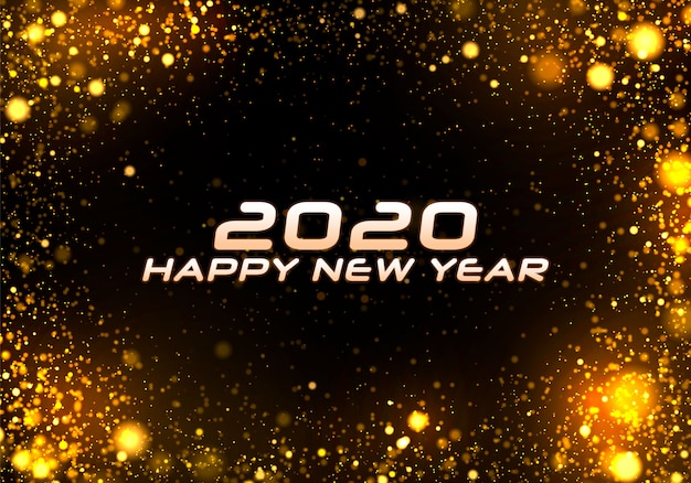 Bokeh sparkle kerstmis 2020-achtergrond, nieuwe jaarlichten. Premium Vector