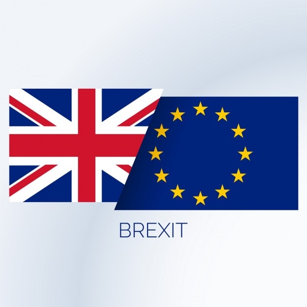 Brexit concept achtergrond met de britse en europese vlaggen Gratis Vector