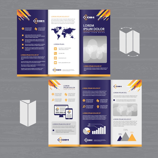 Brochure bedrijf tri vouw leaflet flyer vector ontwerp Premium Vector