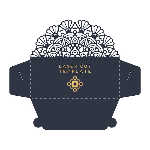 Bruiloft kaart laser gesneden sjabloon. vintage decoratieve elementen Gratis Vector