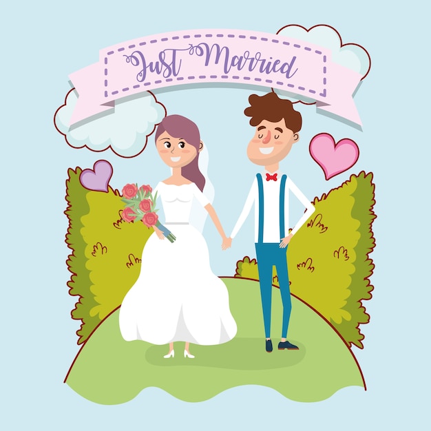 Bruiloft kaart ontwerp cartoon Premium Vector