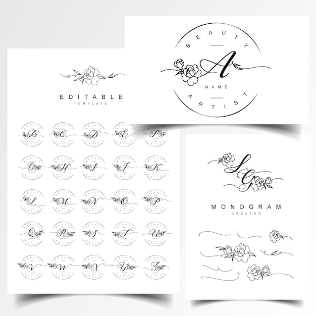 Bruiloft monogram en brief logo ontwerpen Premium Vector