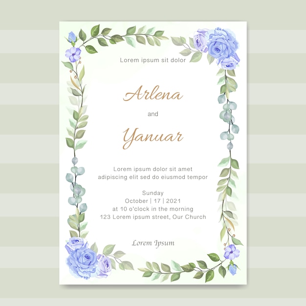 Bruiloft uitnodiging sjabloon kaart met bloemen Premium Vector