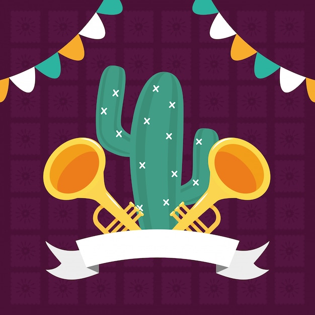 Cactus en trompetten Gratis Vector