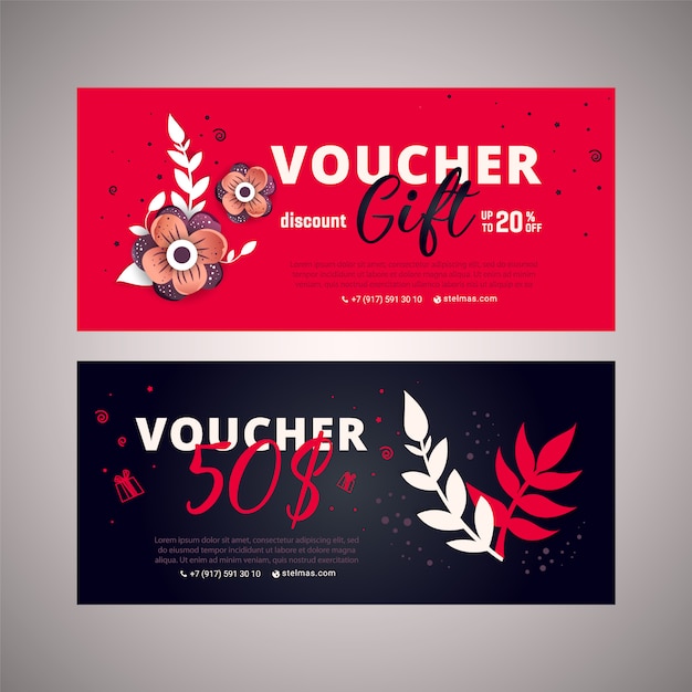 Cadeaubon, coupon sjabloon met moederdag tekst op verloop achtergrond. Premium Vector