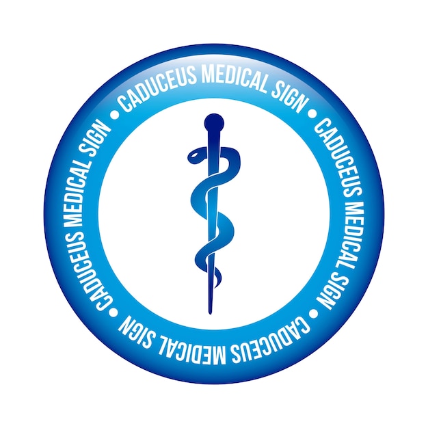 Caduceus teken over witte achtergrond vectorillustratie Premium Vector