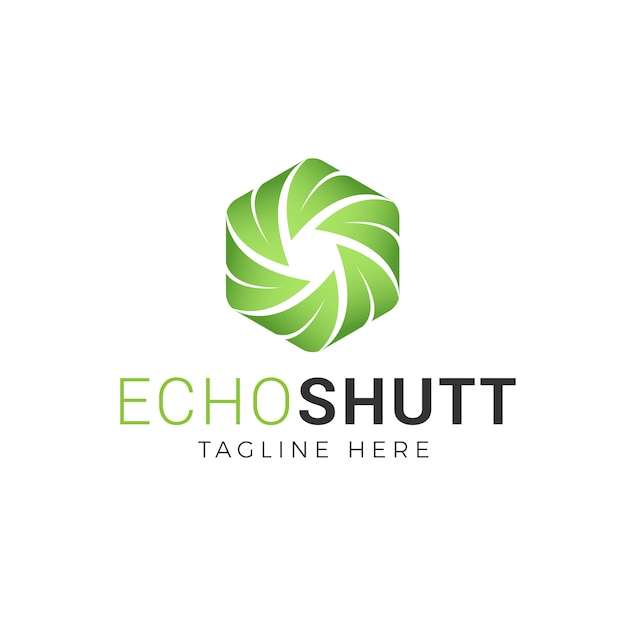 Camera sluiter en blad logo Premium Vector