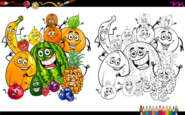 Wonderbaar Cartoon fruit kleurplaat | Premium Vector AI-97