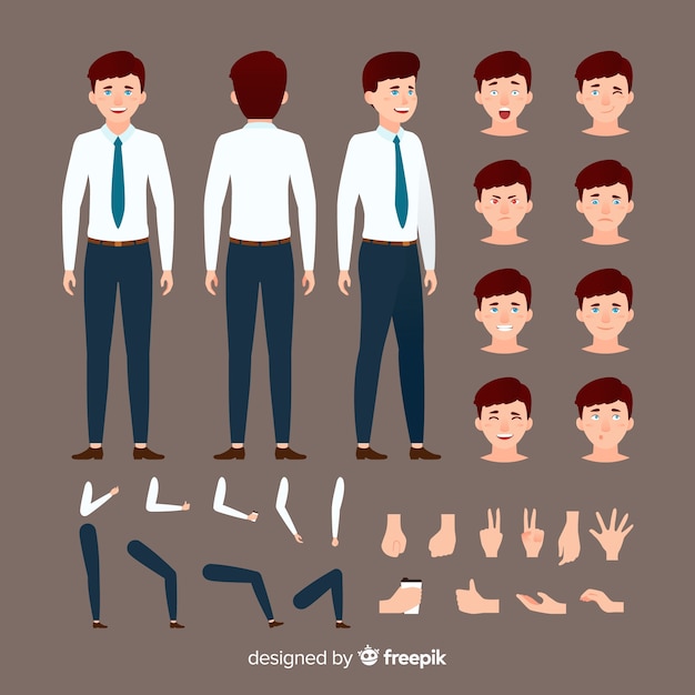 Cartoon zakenman karakter sjabloon Gratis Vector