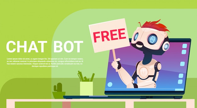 Chat bot free, robot virtual assistance of website of mobiele applicaties, artificial intelligence c Premium Vector