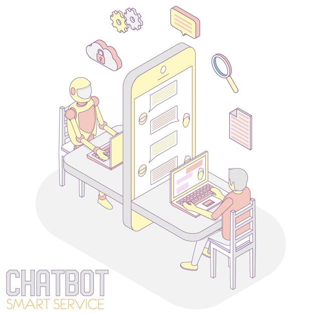 Chatbot-app isometrisch Premium Vector