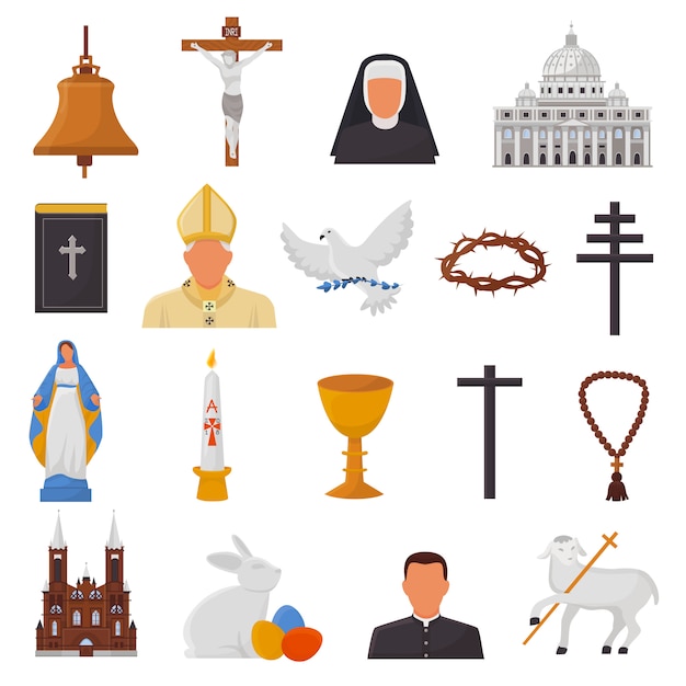 Christelijke iconen vector christendom religie tekens en religieuze  symbolen kerk | Premium Vector
