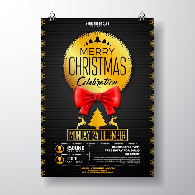 Download Christmas party flyer illustratie | Premium Vector