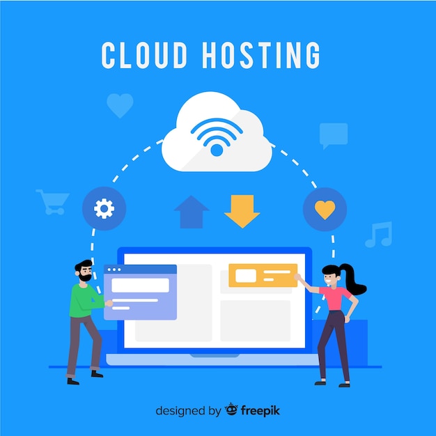 Cloud hosting service achtergrond Gratis Vector