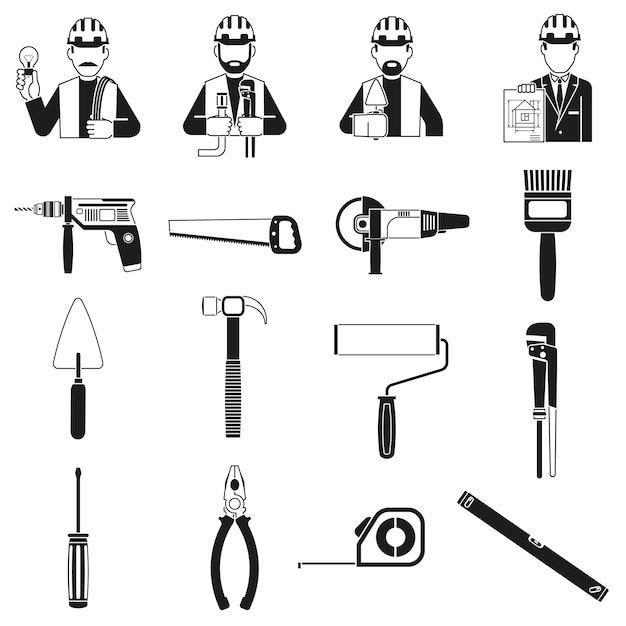 Construct black set Premium Vector