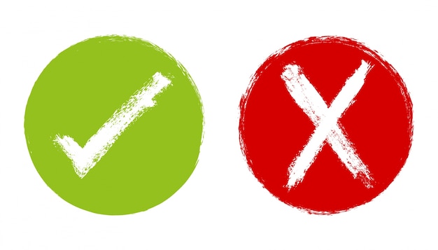 Controleer en kruis borden verf ontwerp Gratis Vector