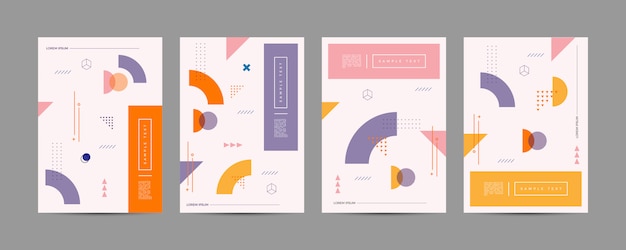 Covercollectie in memphis-stijl Premium Vector